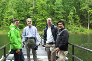 Hikers at Floating Bridge nice shot