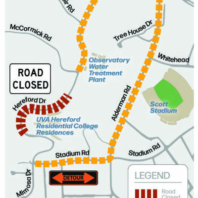 A map of the Hereford Drive detour.