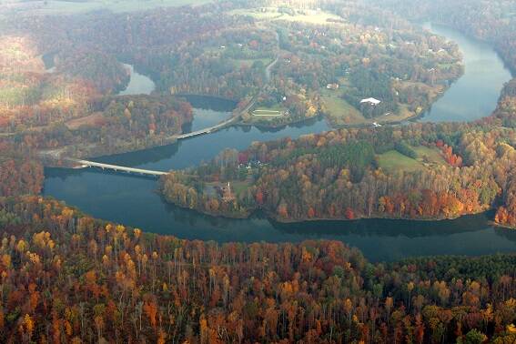 rivanna river reservoir, aerial